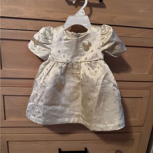 Walt Disney Princess Cream Baby Dress with Gold Snowflakes